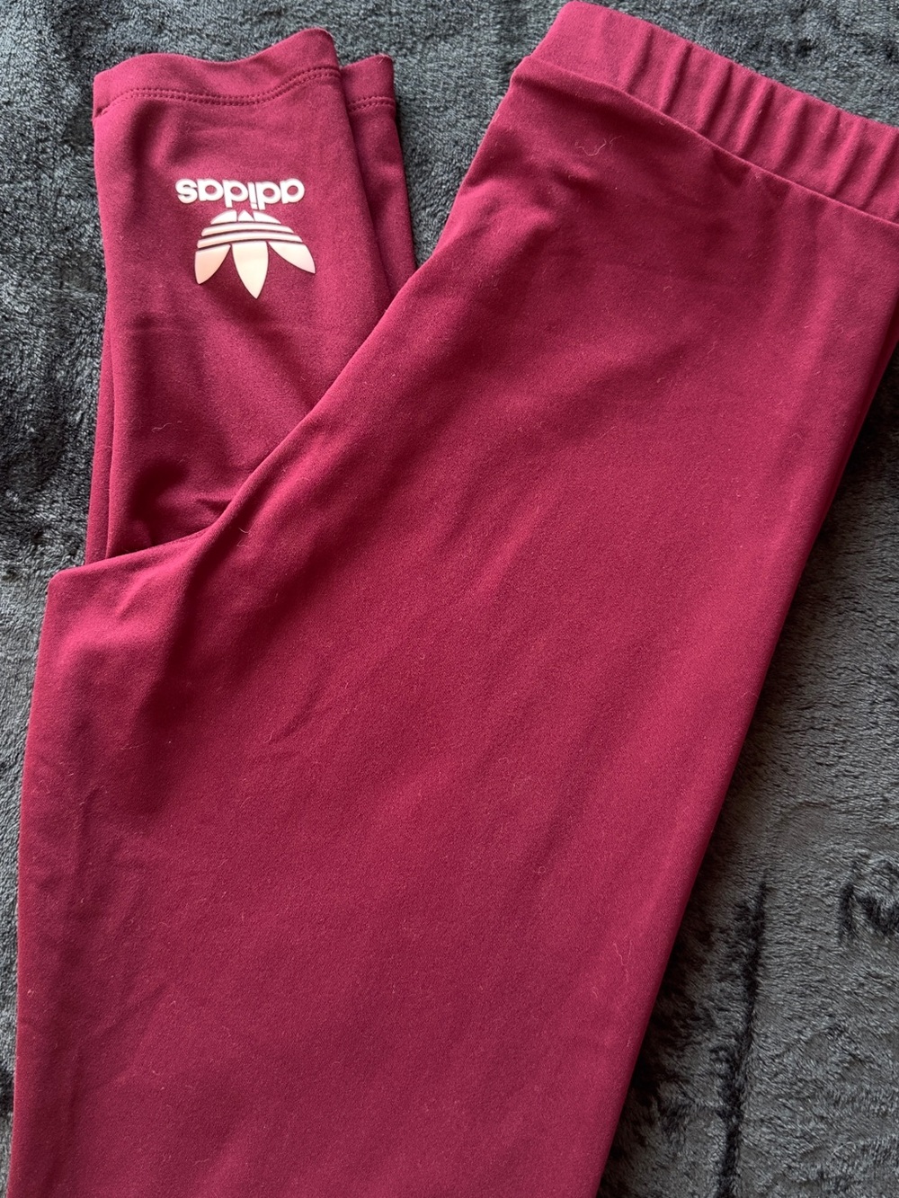 adidas Burgundy Leggings with White Trefoil